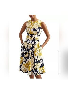 Hobbs London Twitchill Printed Sleeveless Dress Size 14